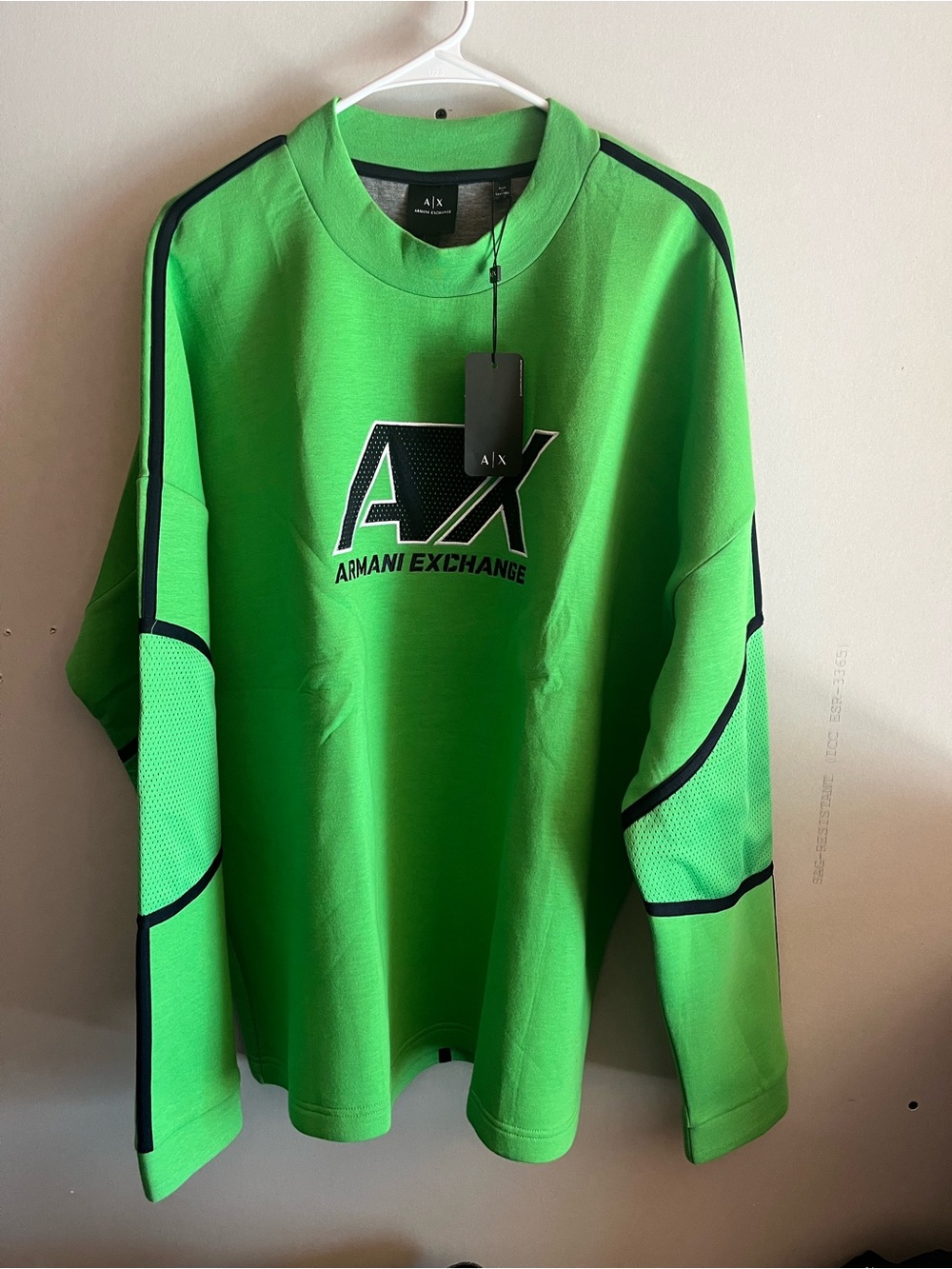 Armani Exchange Bright Green Crewneck with Black AX Logo